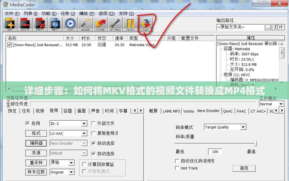 详细步骤：如何将MKV格式的视频文件转换成MP4格式