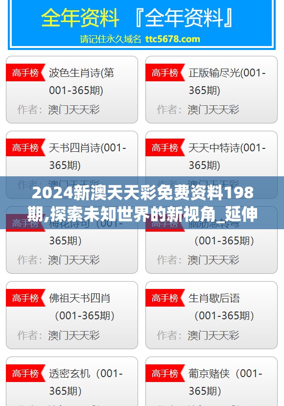 2024新澳天天彩免费资料198期,探索未知世界的新视角_延伸版.2.216