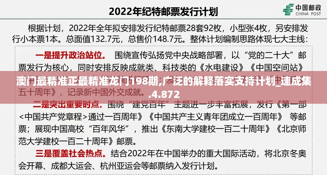 澳门最精准正最精准龙门198期,广泛的解释落实支持计划_速成集.4.872