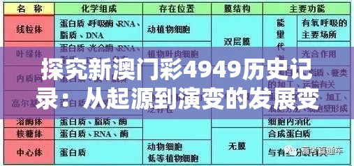 探究新澳门彩4949历史记录：从起源到演变的发展变迁详解